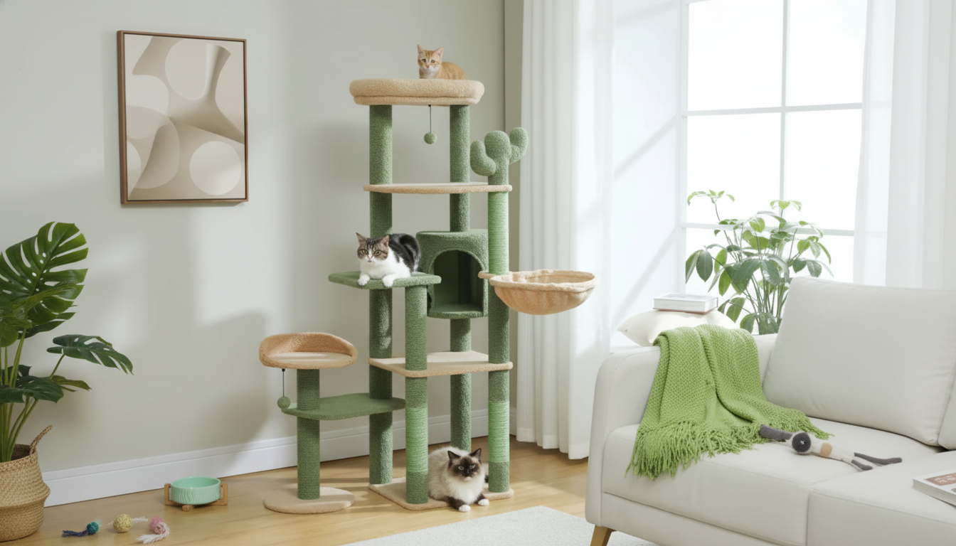 Tall Cactus Cat Tree: Stable Height for Big Cats