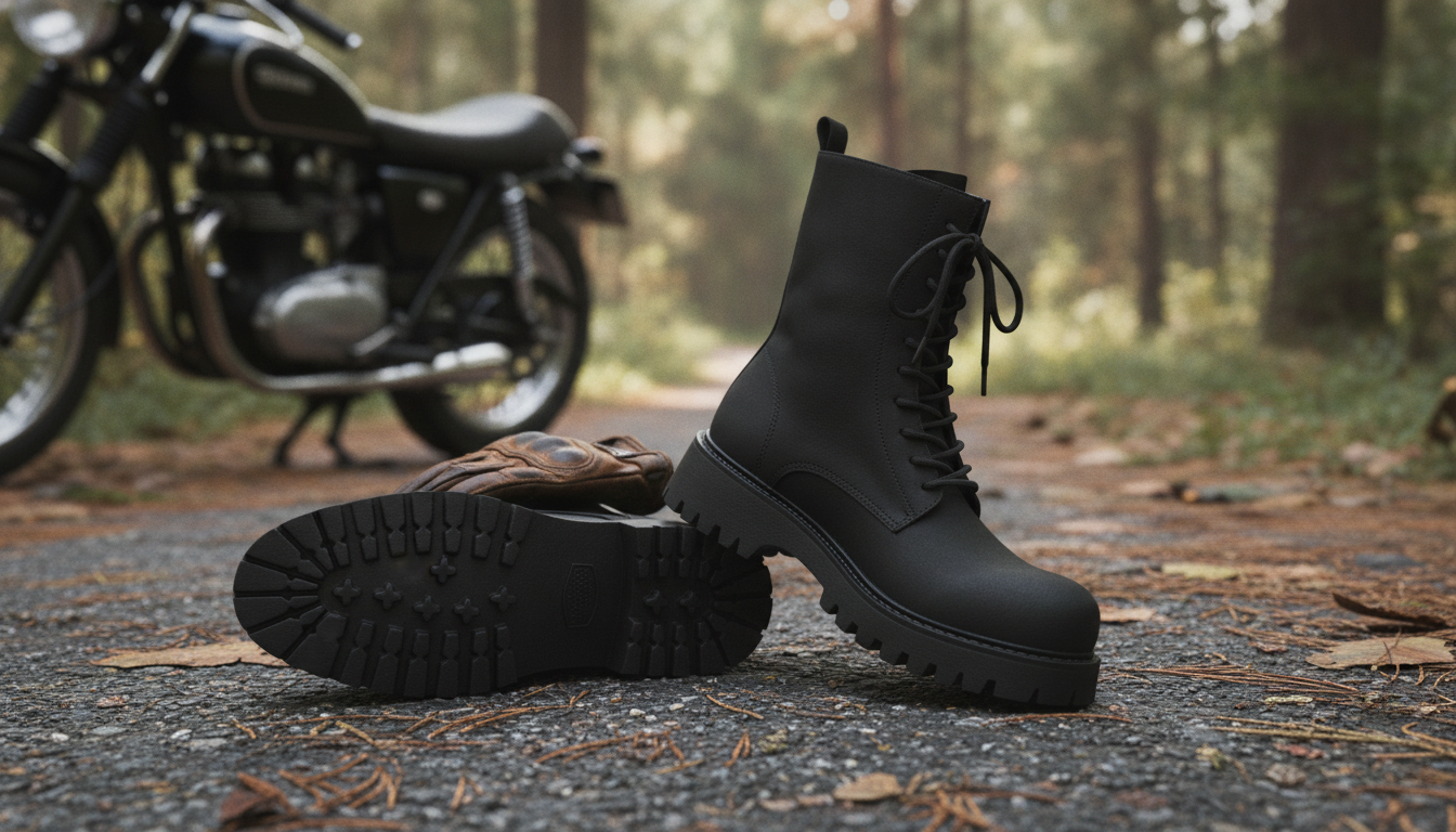 Black Vintage British Men’s Ankle Boots: Outdoor & Moto
