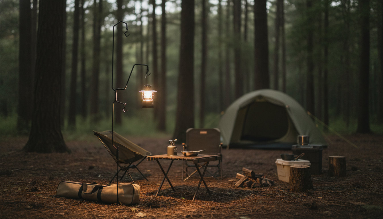 Detachable Single-Leg Iron Camping Lamp Holder Guide