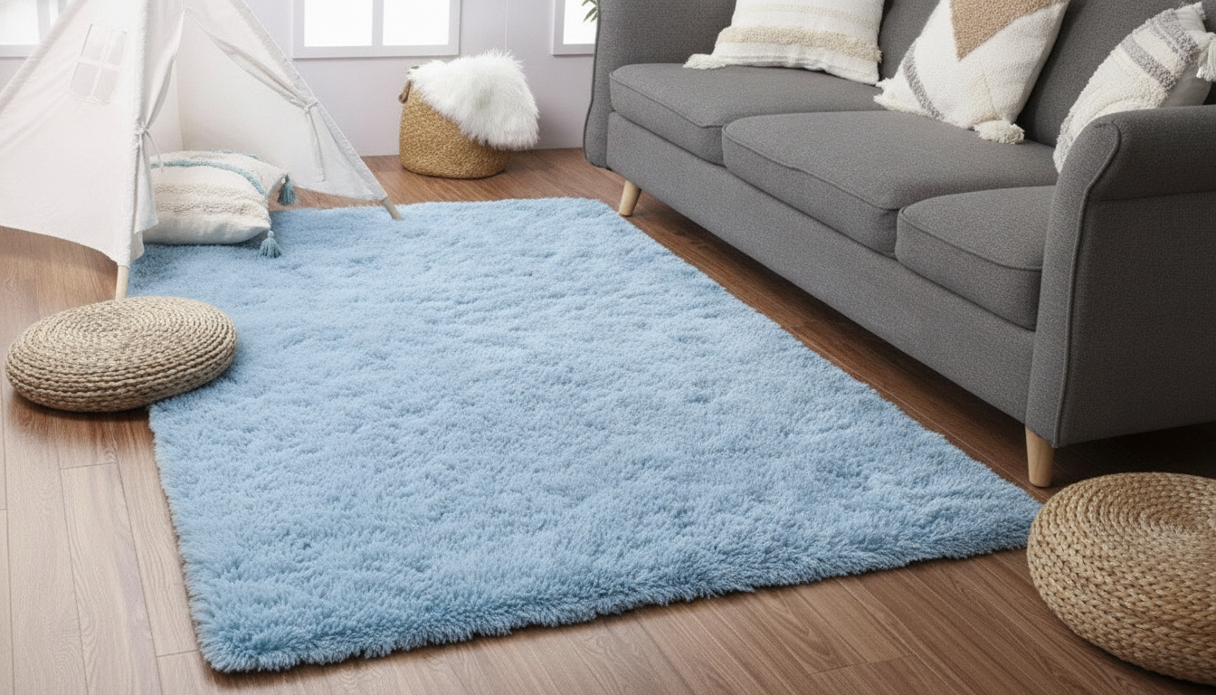 Soft Velvet Plush Blue Rug: Sizing, Styling & Care