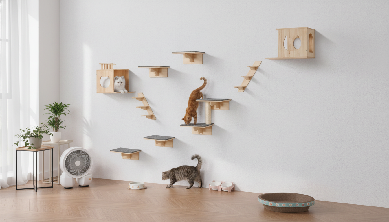 Wall Mounted Cat Shelves Set: Plan, Install, Enjoy