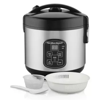 8-Cup Digital Rice Cooker & Steamer with Rinse Basket